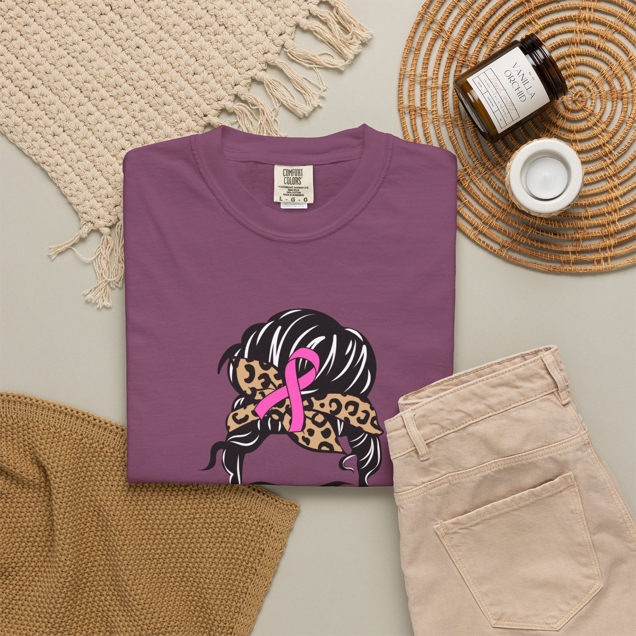 Breast Cancer Survivor T-Shirt — Sassy Woman with Cheetah Scarf
