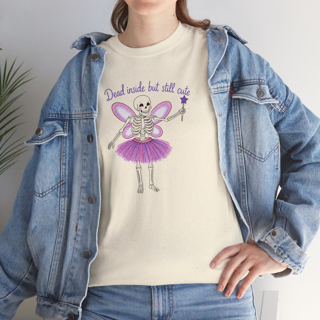 Dead Inside but Still Cute Ballerina Skeleton Tee — Spooky Fairycore Graphic T-Shirt