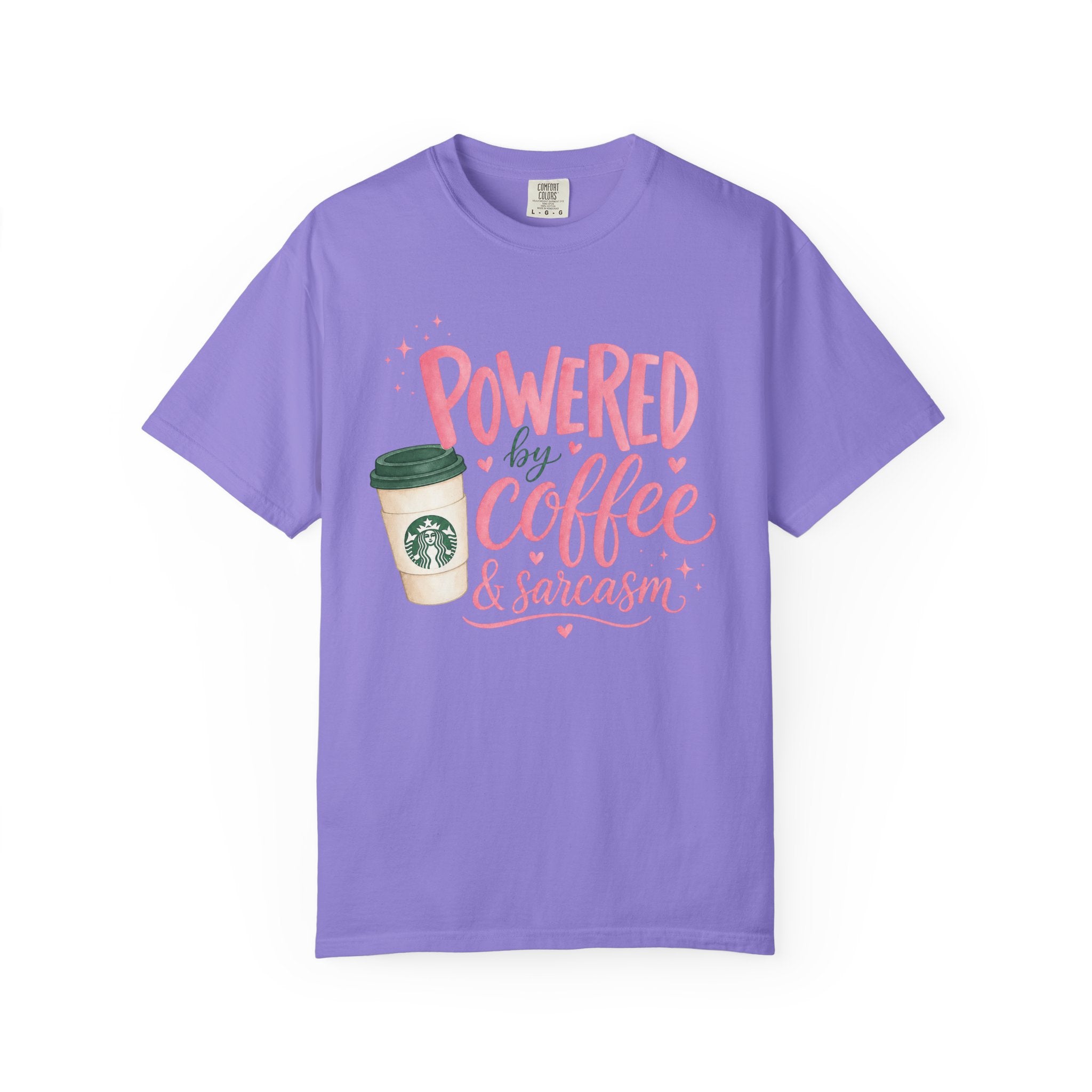 Coffee & Sarcasm T-Shirt — "Powered by Coffee & Sarcasm" Graphic Tee