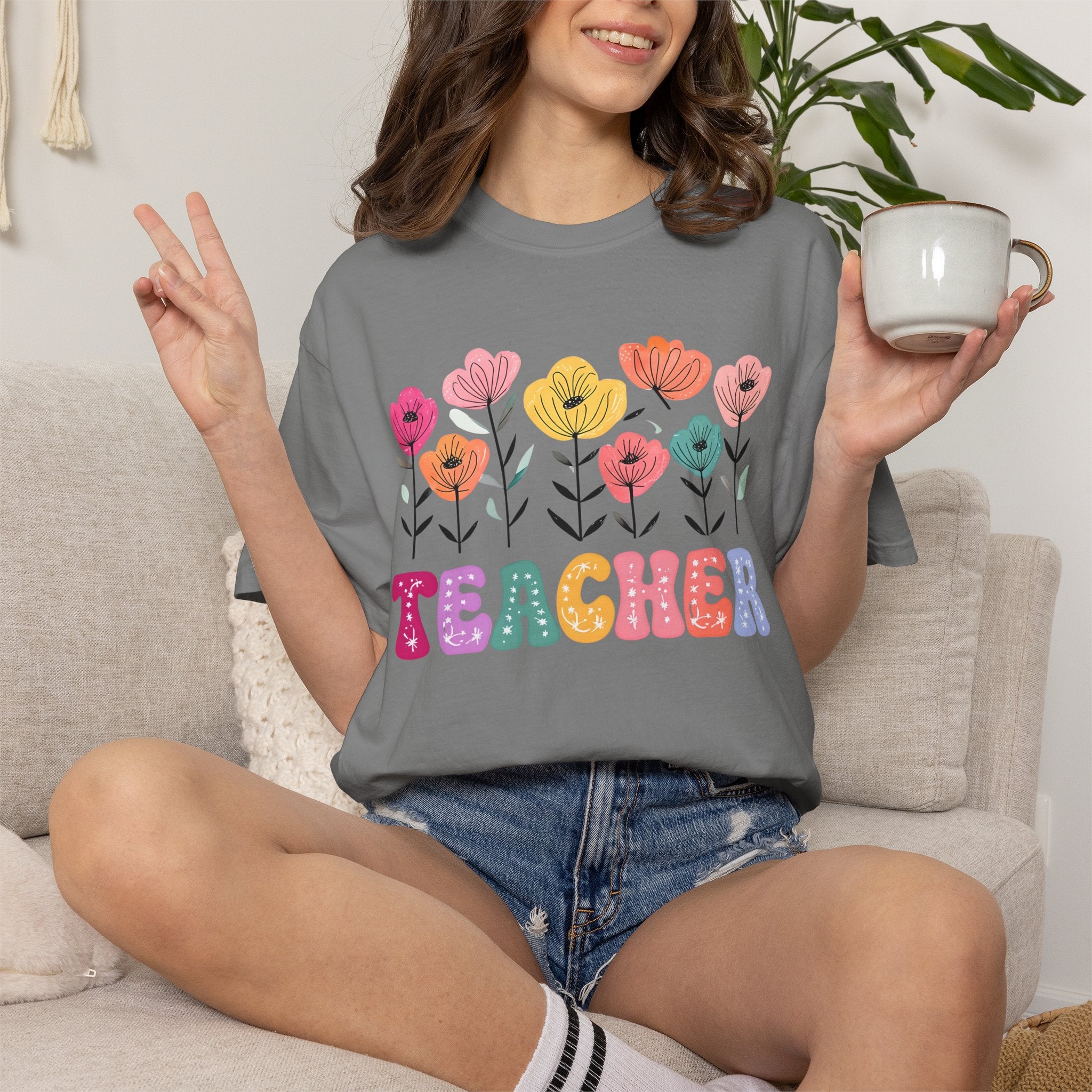 Floral Teacher T-Shirt — Botanical Appreciation Gift for Educators