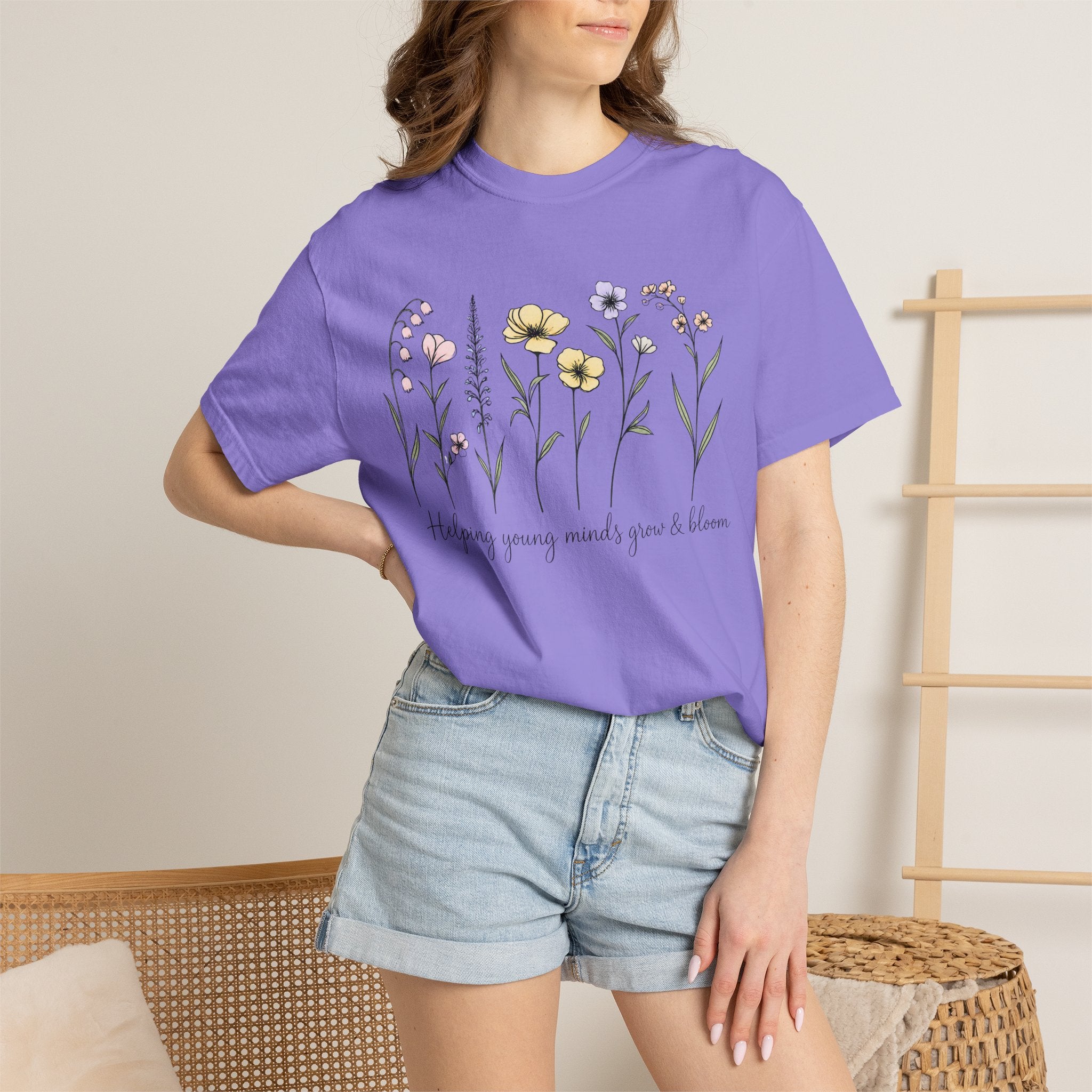 Floral Blooms T‑Shirt — "Helping Young Minds Grow & Bloom"