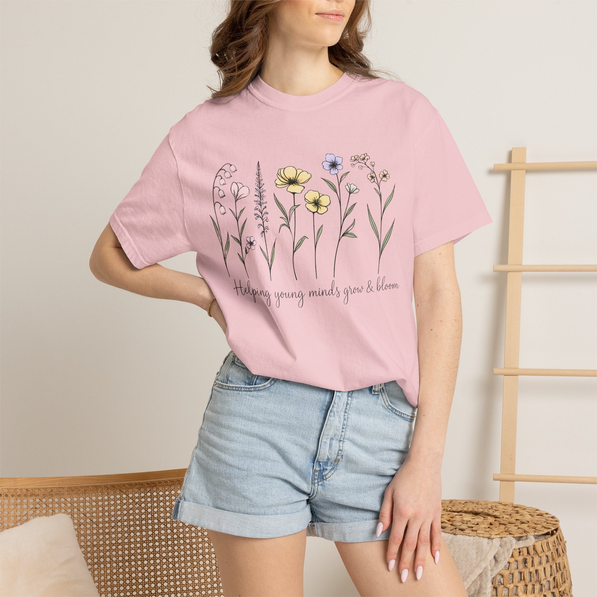 Floral Blooms T‑Shirt — "Helping Young Minds Grow & Bloom"