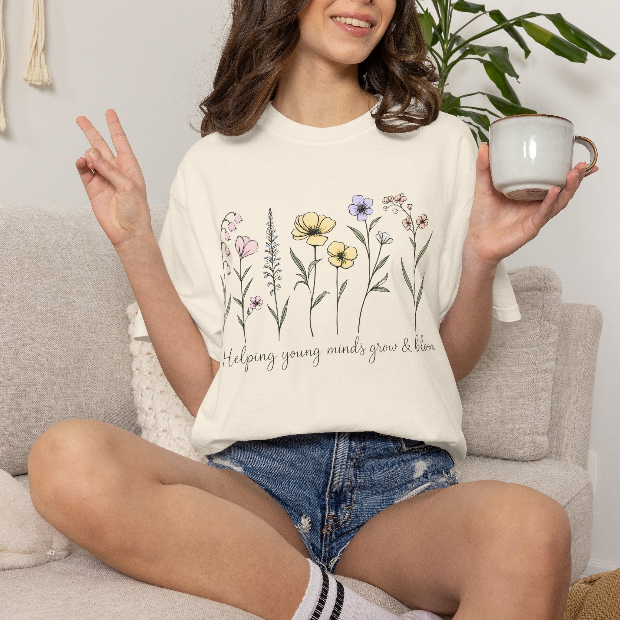 Floral Blooms T‑Shirt — "Helping Young Minds Grow & Bloom"