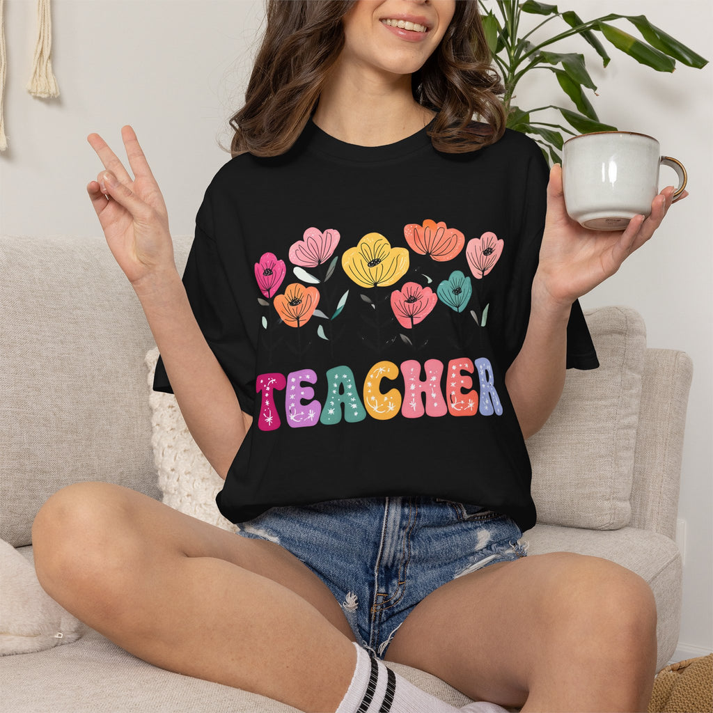 Floral Teacher T-Shirt — Botanical Appreciation Gift for Educators