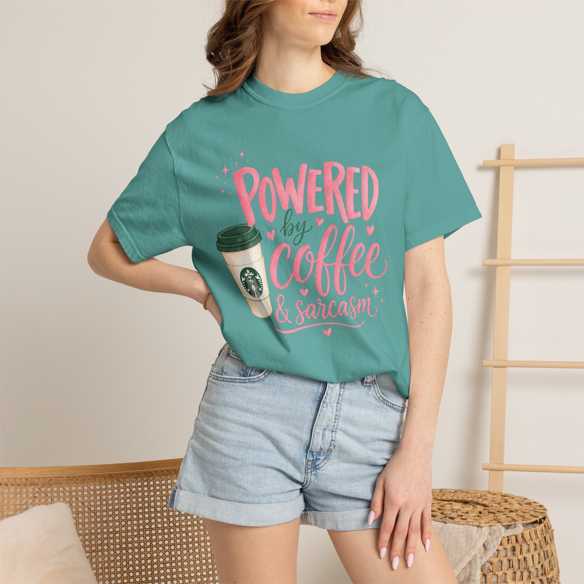 Coffee & Sarcasm T-Shirt — "Powered by Coffee & Sarcasm" Graphic Tee