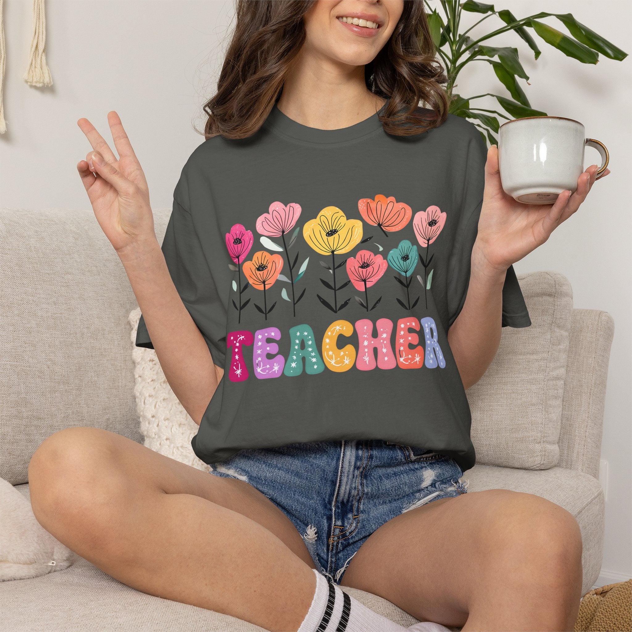 Floral Teacher T-Shirt — Botanical Appreciation Gift for Educators