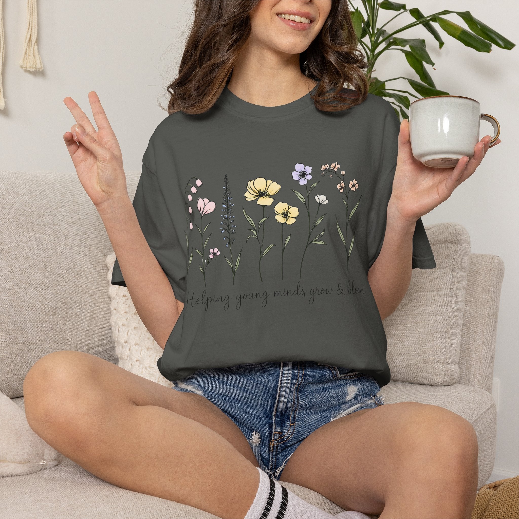 Floral Blooms T‑Shirt — "Helping Young Minds Grow & Bloom"