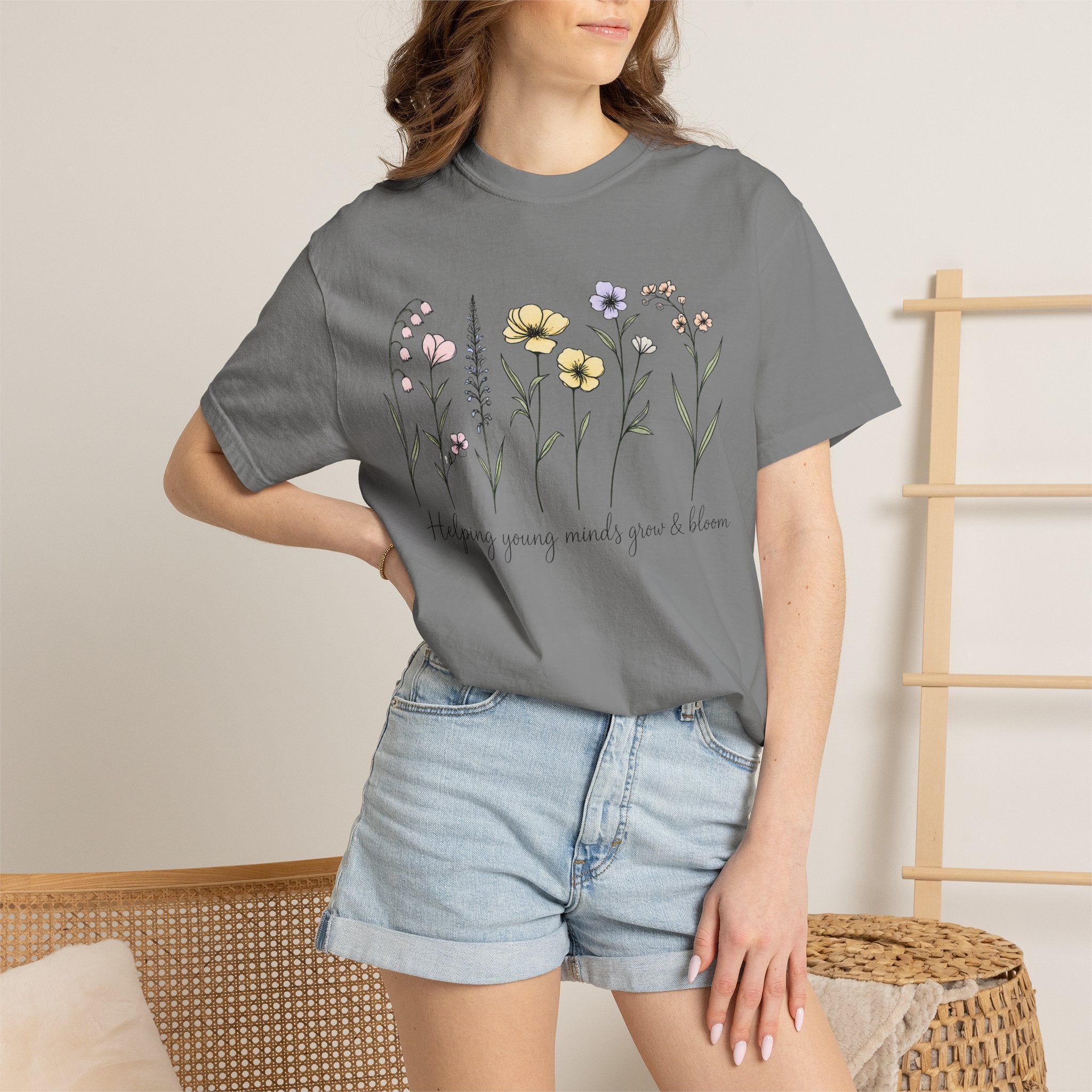 Floral Blooms T‑Shirt — "Helping Young Minds Grow & Bloom"