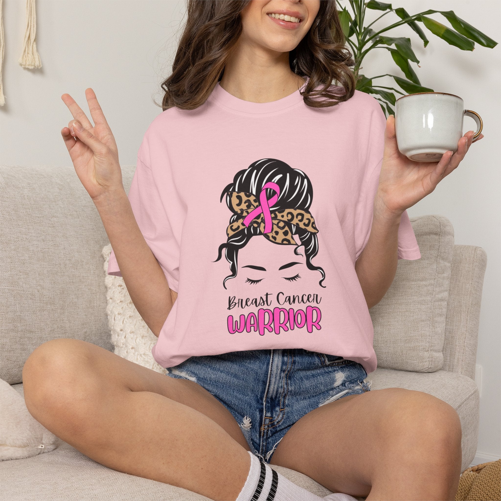 Breast Cancer Survivor T-Shirt — Sassy Woman with Cheetah Scarf