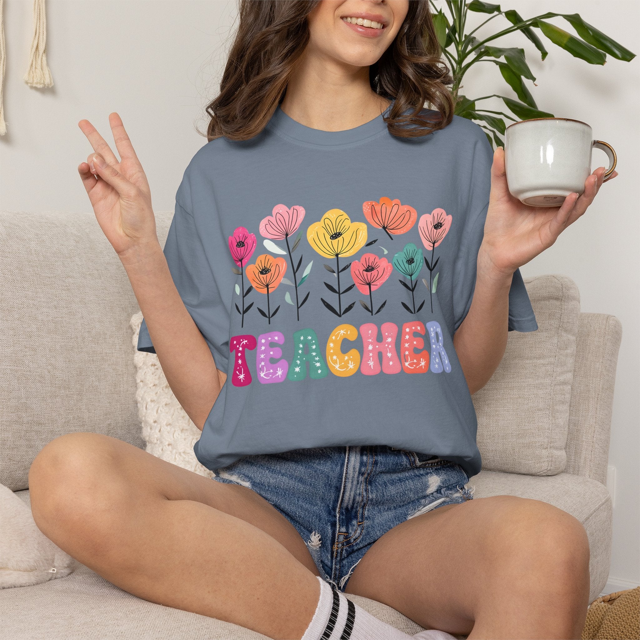 Floral Teacher T-Shirt — Botanical Appreciation Gift for Educators