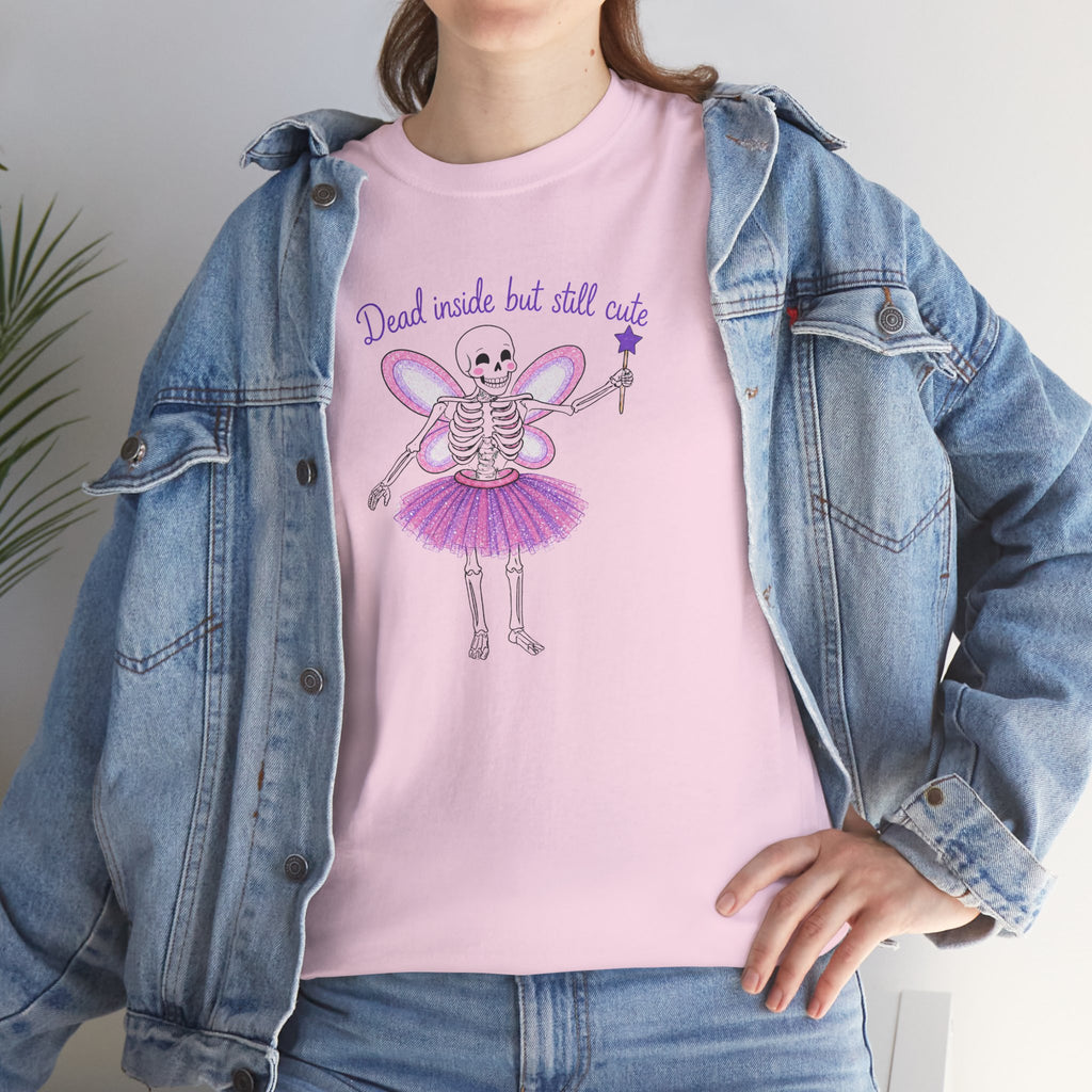 Dead Inside but Still Cute Ballerina Skeleton Tee — Spooky Fairycore Graphic T-Shirt