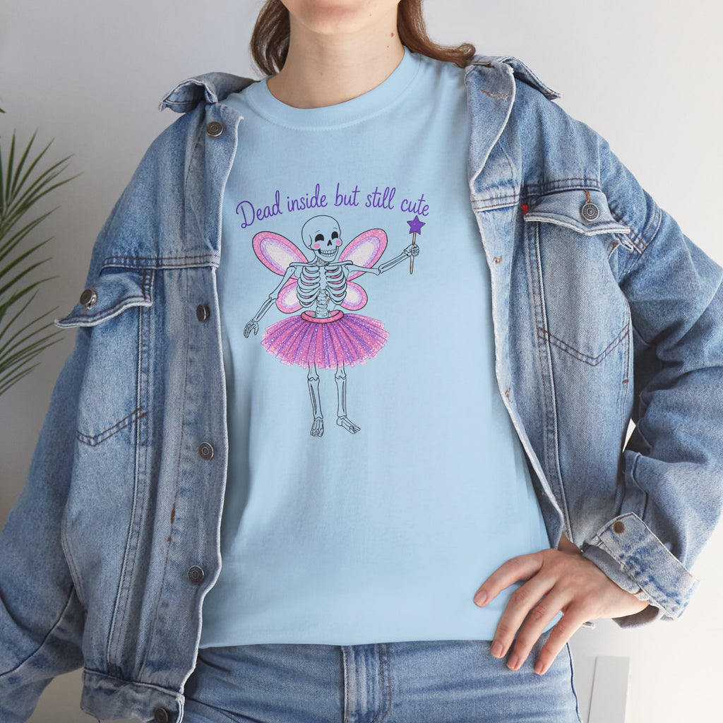 Dead Inside but Still Cute Ballerina Skeleton Tee — Spooky Fairycore Graphic T-Shirt