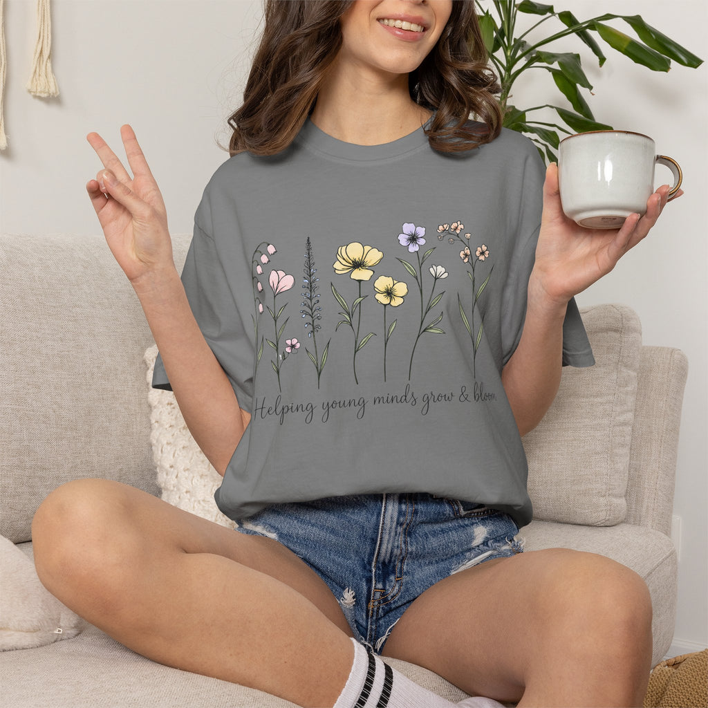 Floral Blooms T‑Shirt — "Helping Young Minds Grow & Bloom"