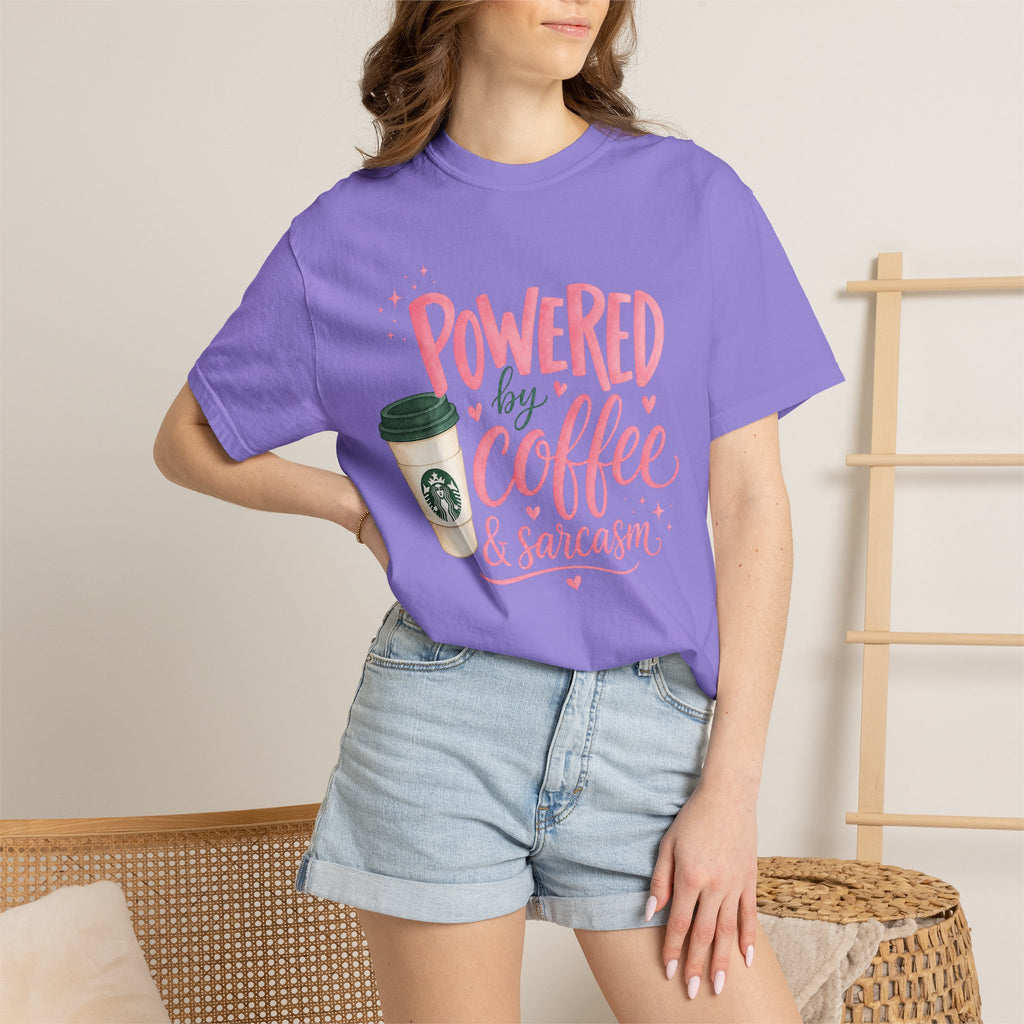 Coffee & Sarcasm T-Shirt — "Powered by Coffee & Sarcasm" Graphic Tee