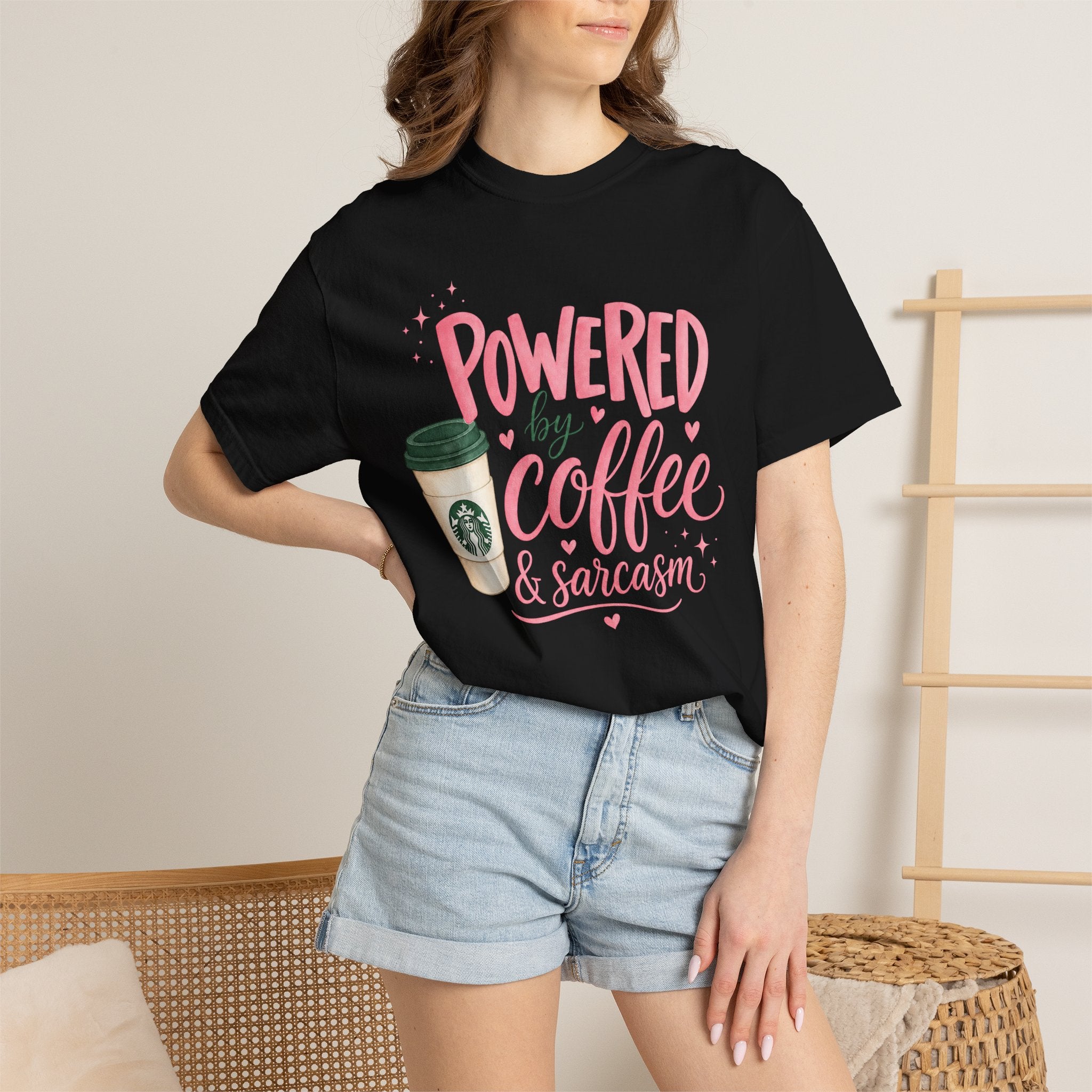 Coffee & Sarcasm T-Shirt — "Powered by Coffee & Sarcasm" Graphic Tee