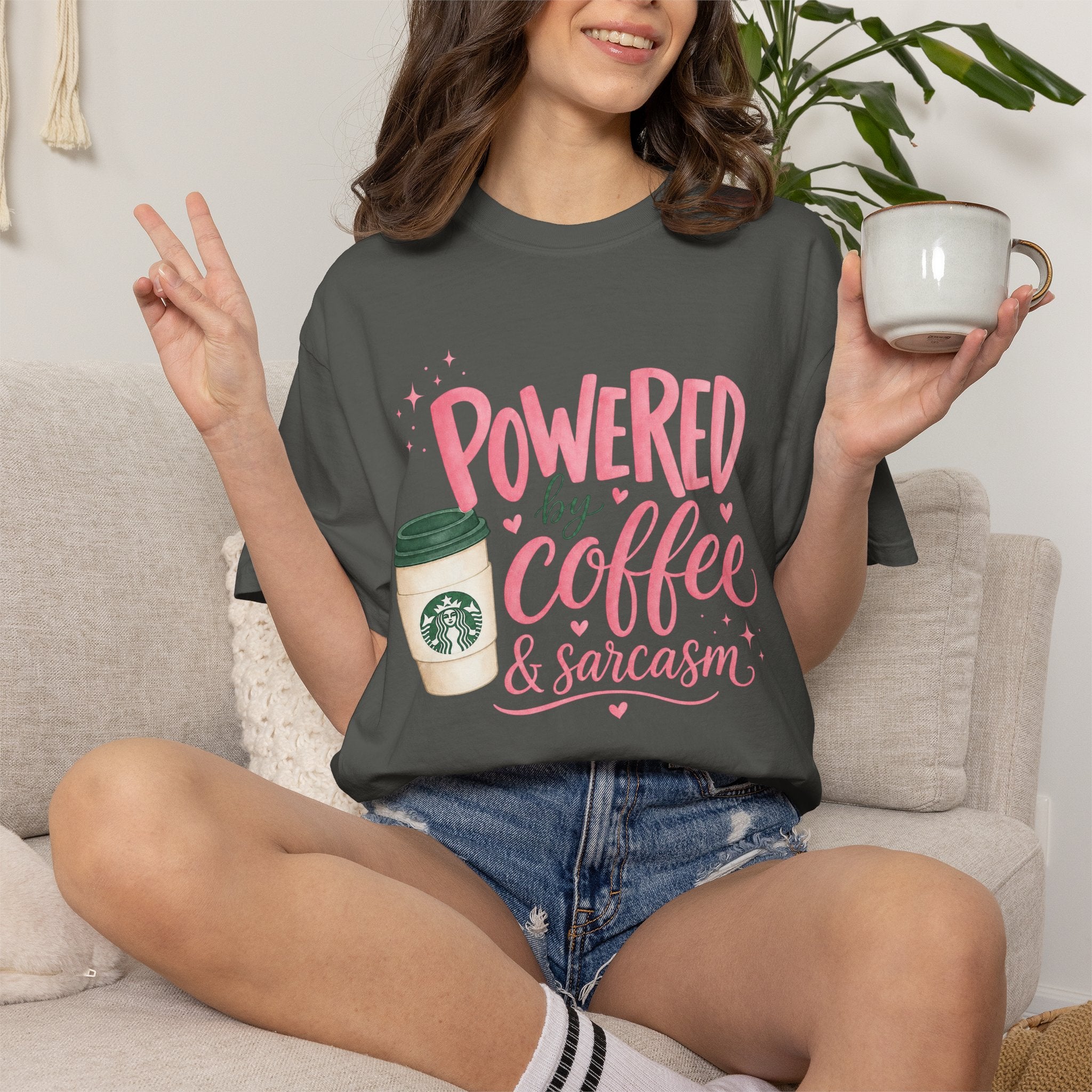 Coffee & Sarcasm T-Shirt — "Powered by Coffee & Sarcasm" Graphic Tee