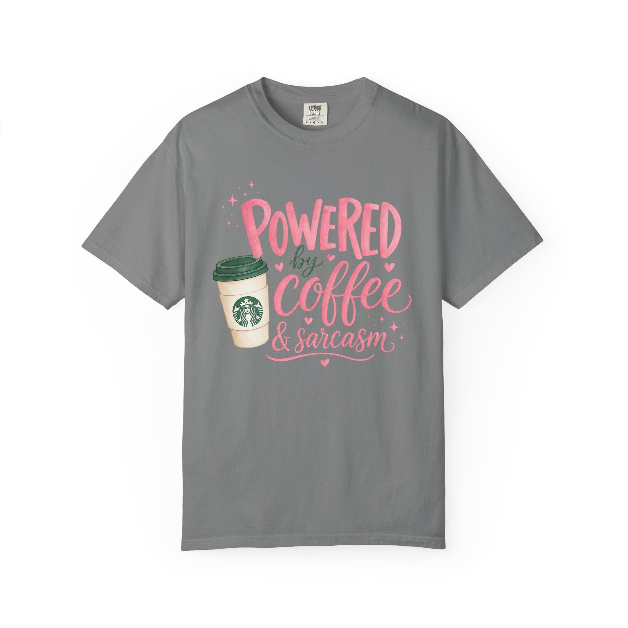 Coffee & Sarcasm T-Shirt — "Powered by Coffee & Sarcasm" Graphic Tee