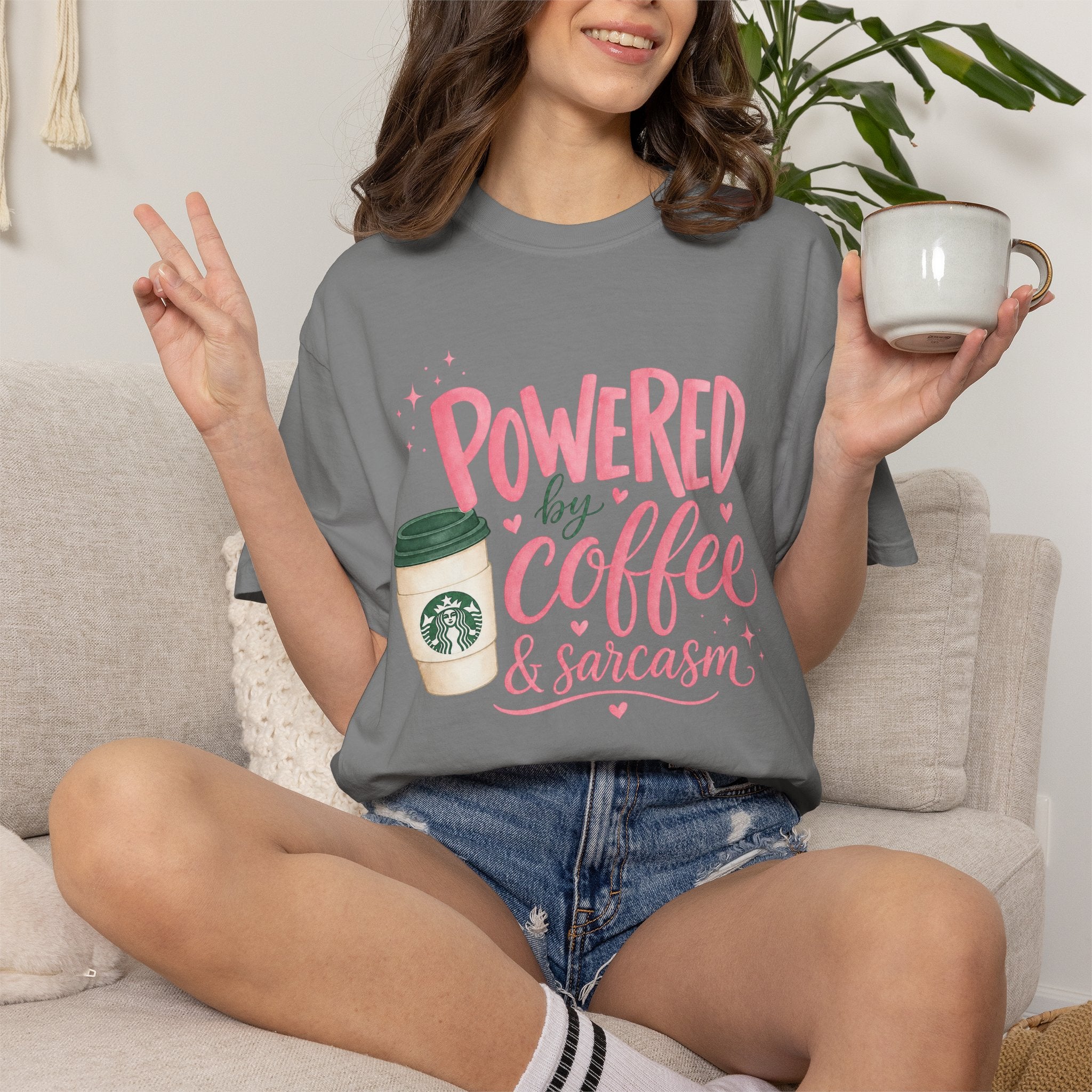 Coffee & Sarcasm T-Shirt — "Powered by Coffee & Sarcasm" Graphic Tee