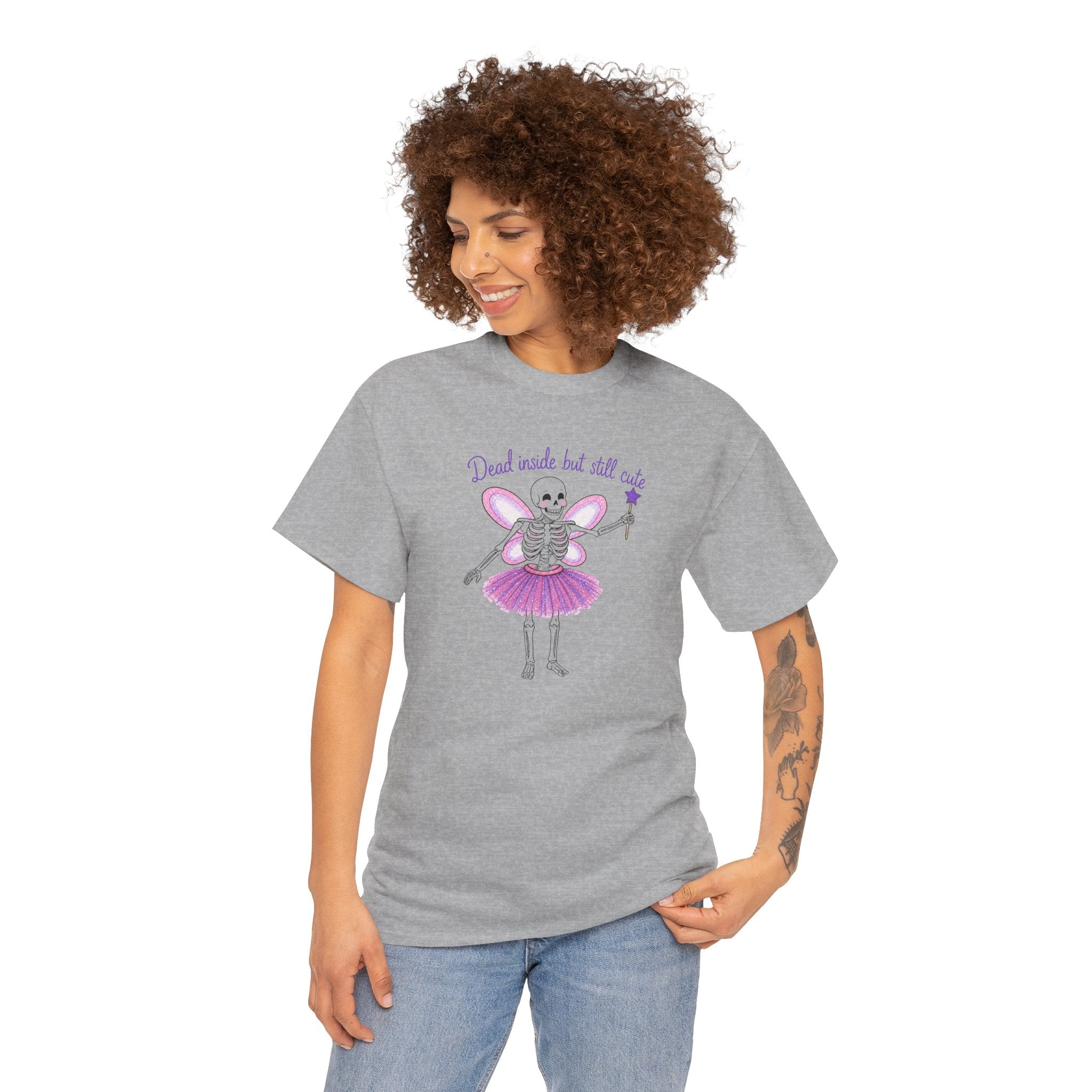 Dead Inside but Still Cute Ballerina Skeleton Tee — Spooky Fairycore Graphic T-Shirt