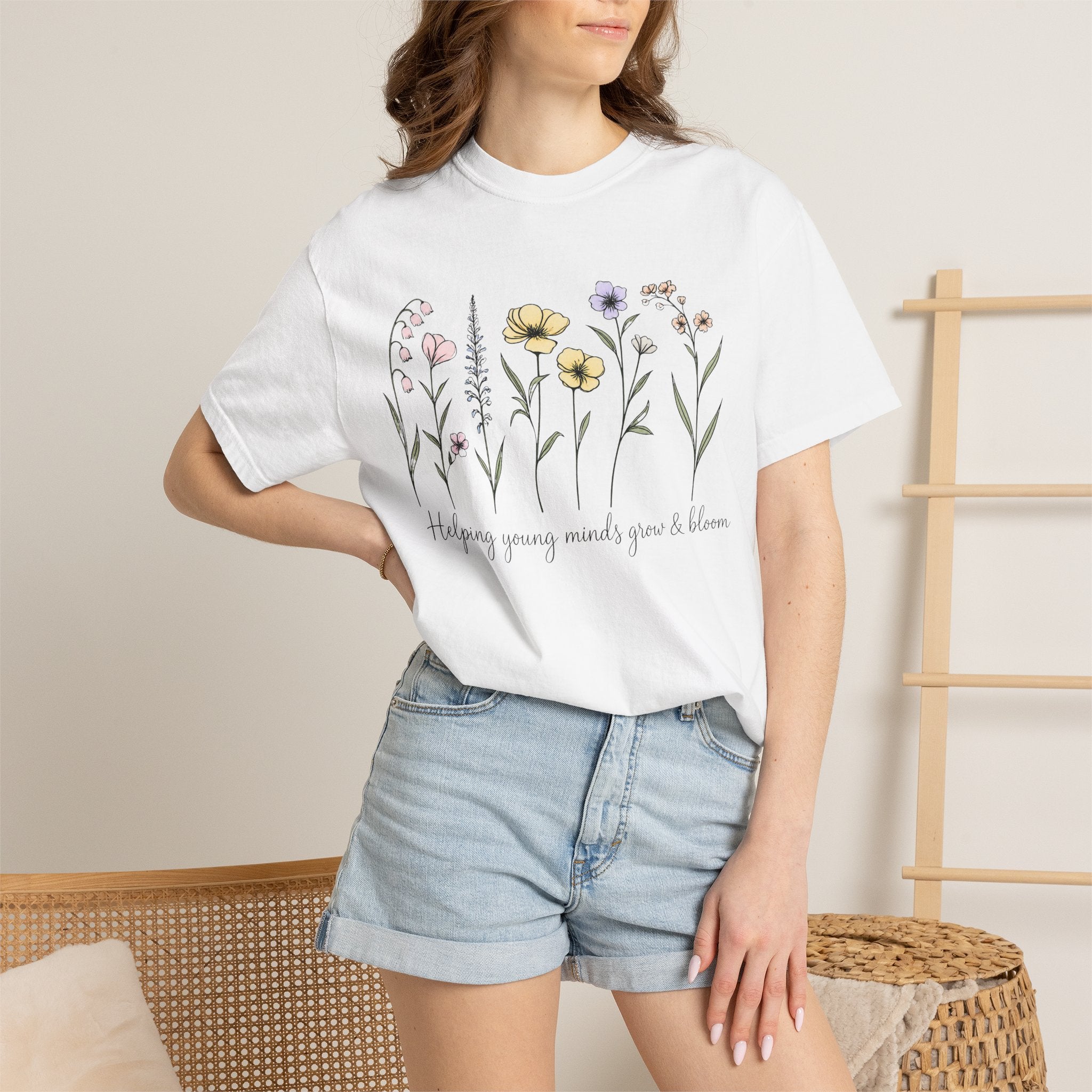 Floral Blooms T‑Shirt — "Helping Young Minds Grow & Bloom"
