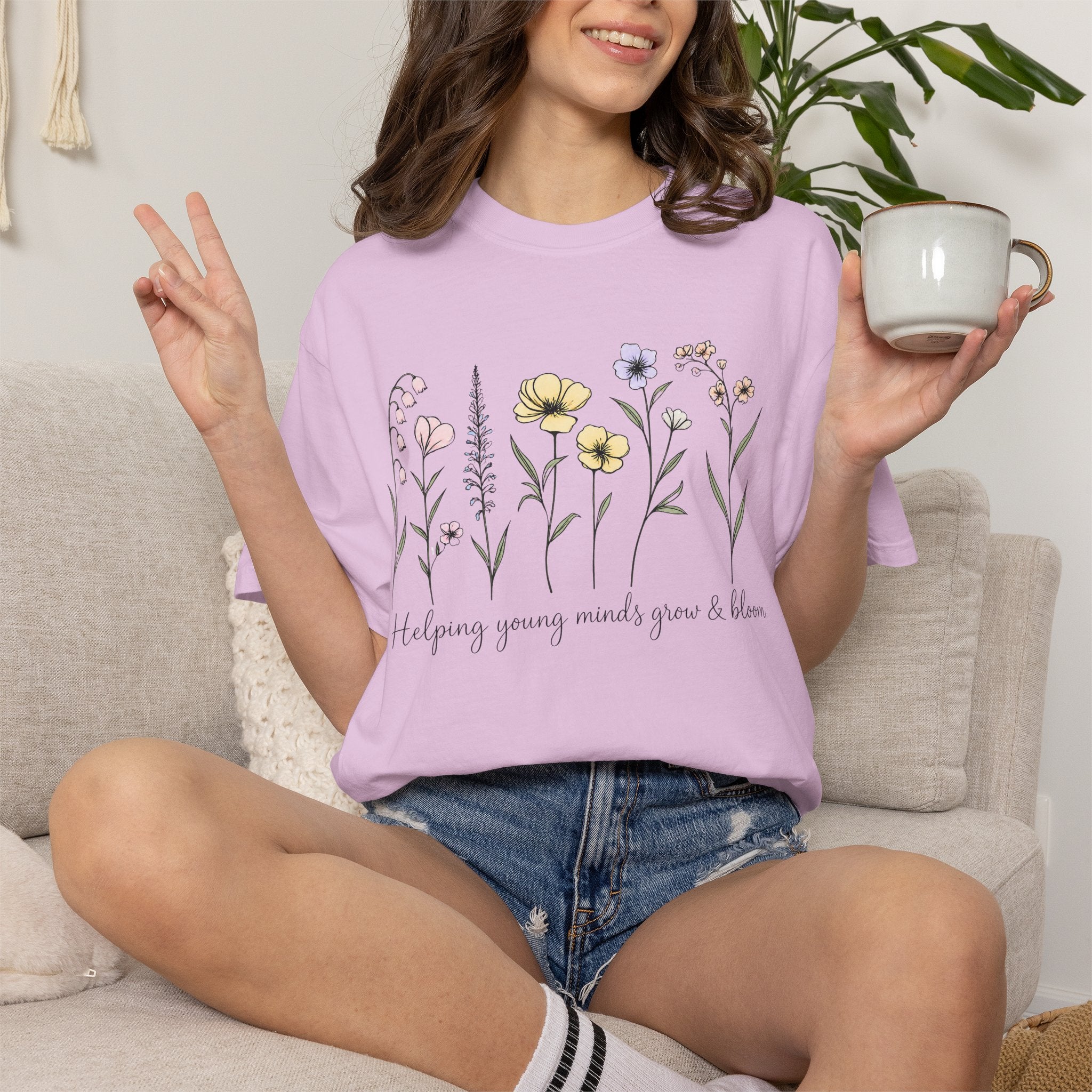 Floral Blooms T‑Shirt — "Helping Young Minds Grow & Bloom"