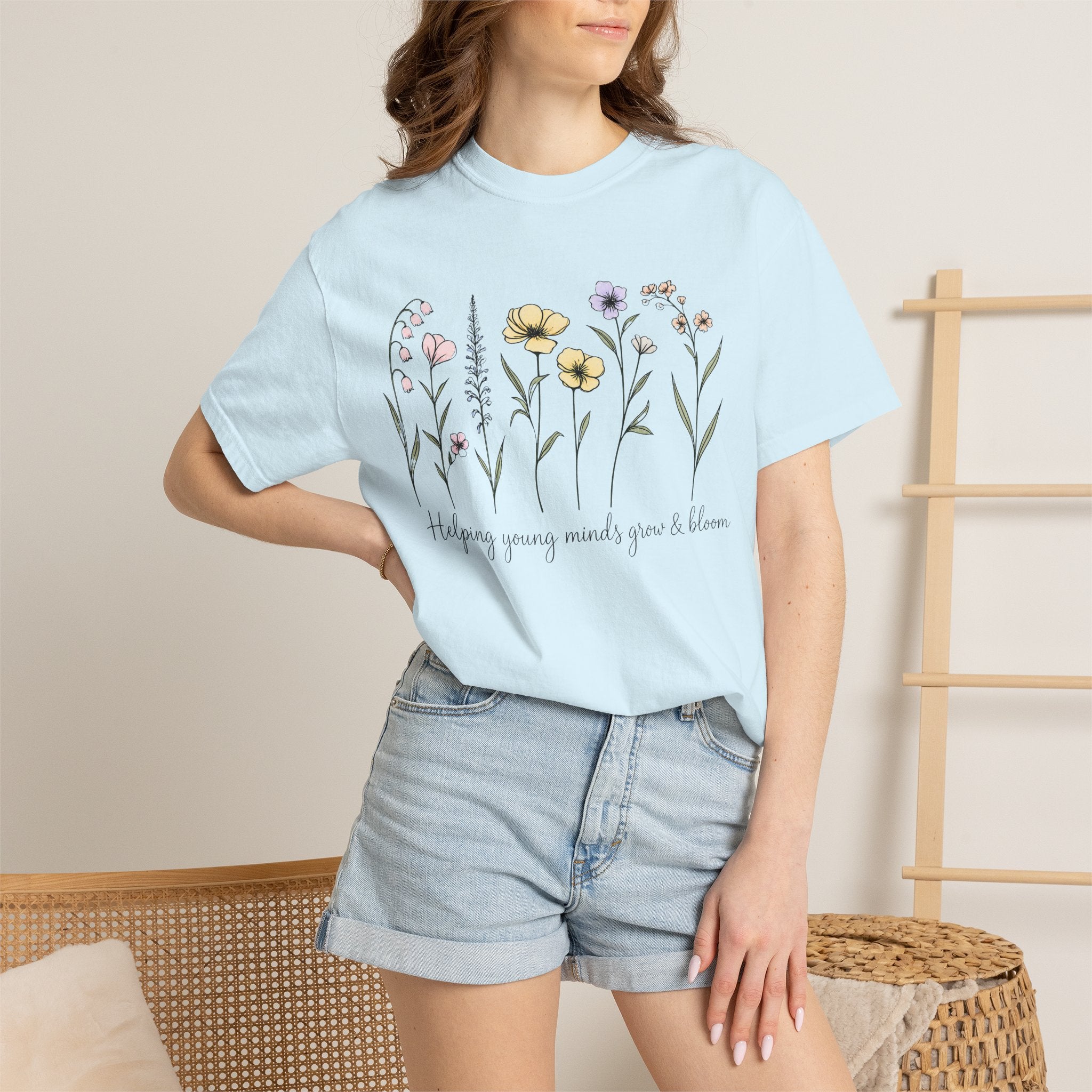 Floral Blooms T‑Shirt — "Helping Young Minds Grow & Bloom"