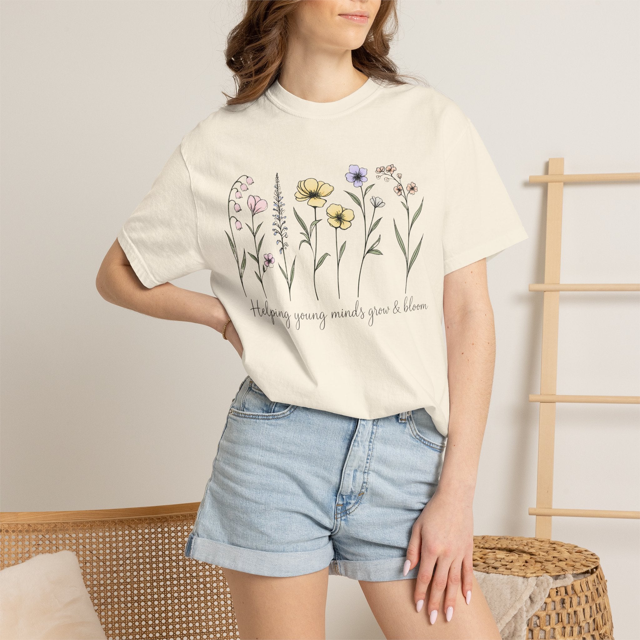 Floral Blooms T‑Shirt — "Helping Young Minds Grow & Bloom"