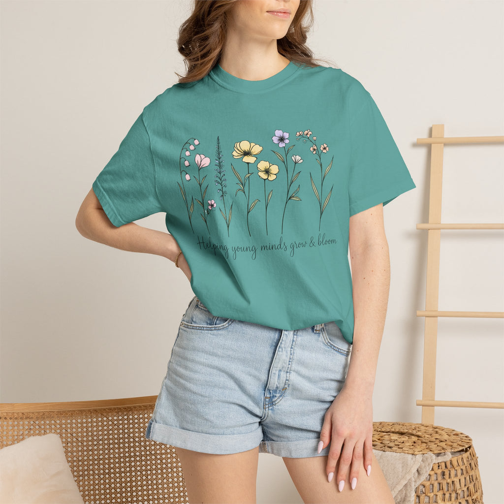 Floral Blooms T‑Shirt — "Helping Young Minds Grow & Bloom"